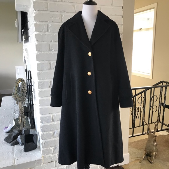 Aquascutum London Black Wool Cashmere 